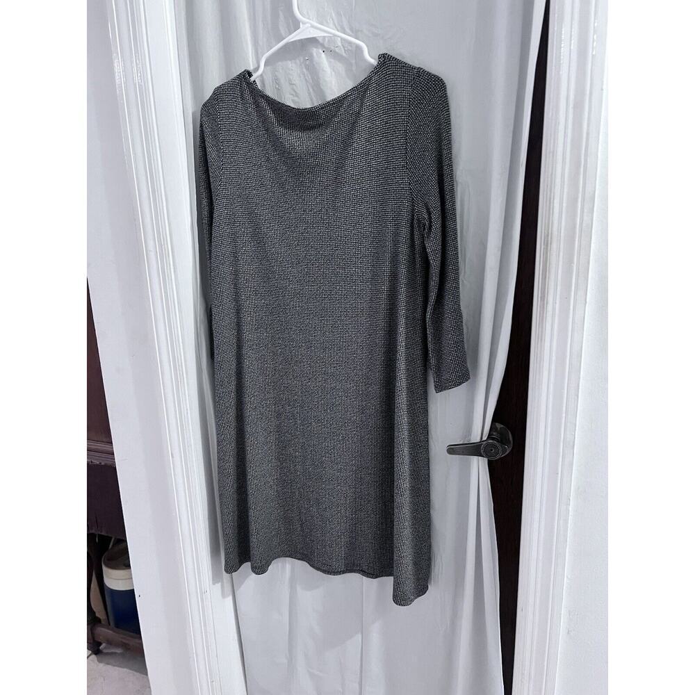 J Jill Wearever Black White Herringbone Shift Dress Flare Sleeve Sz S Office - Picture 6 of 6